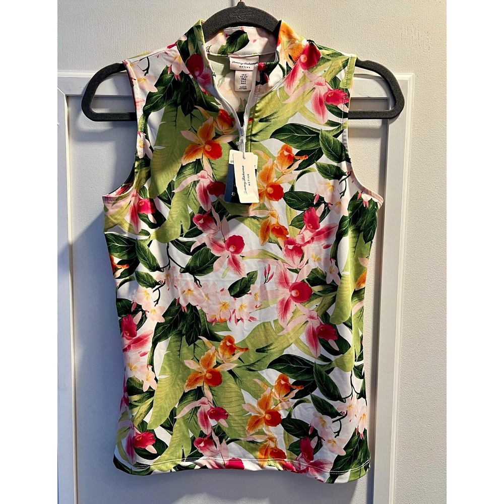 Tommy Bahama Active Women’s S Floral Tropical Sleeveless 1/4 Zip Top 34x24 NWT